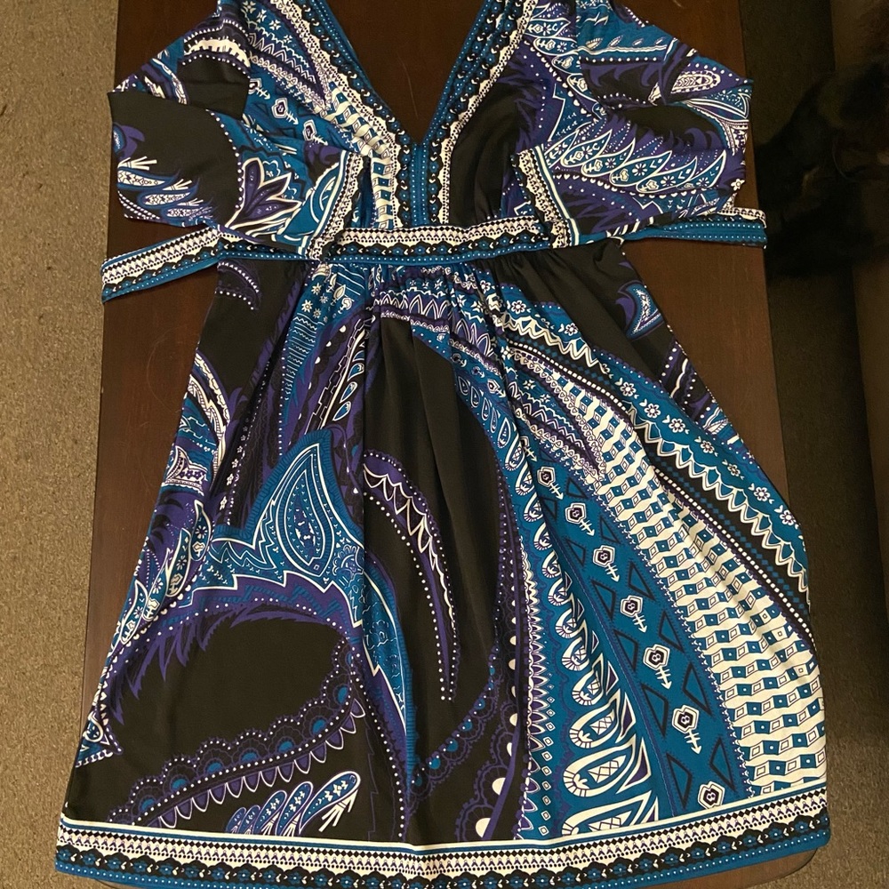 New York & Company Blue and Black Midi Dress - Picture 10 of 16